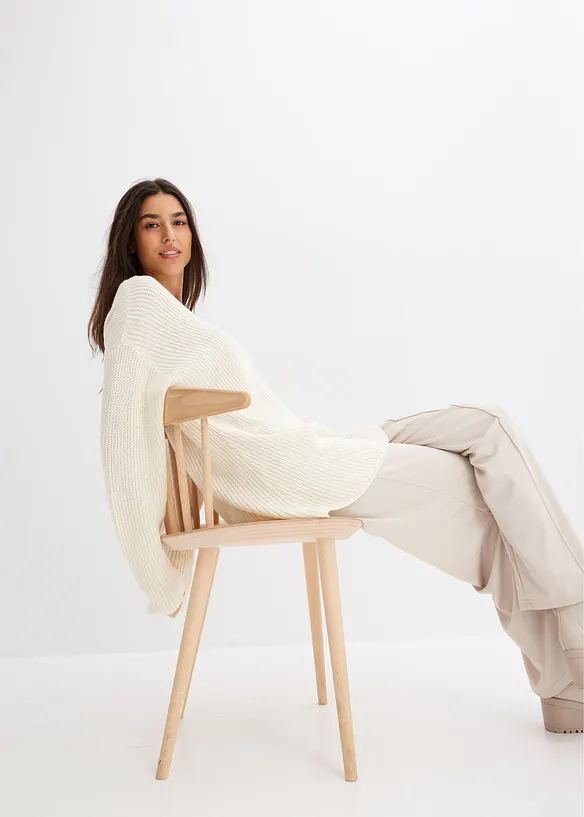 Oversizetröja i bomull och merinoull, bonprix