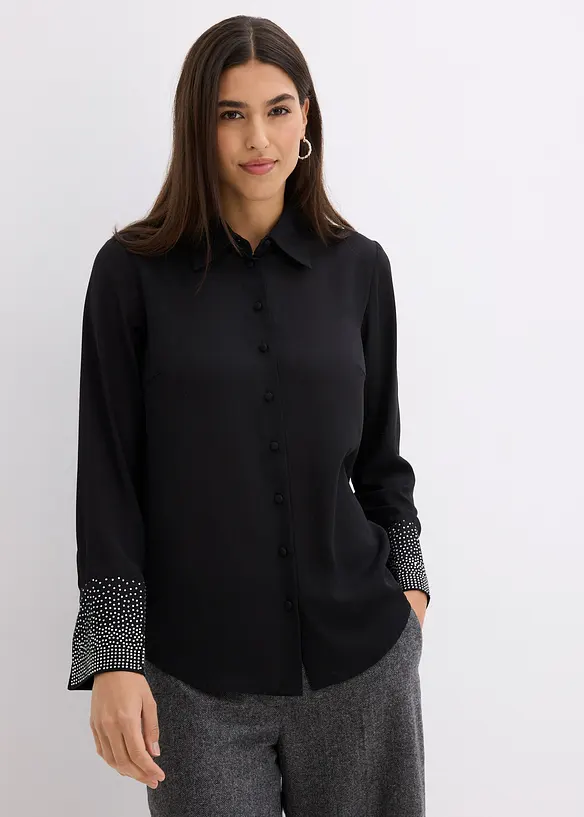 Skjortblus med glitterstenar, bonprix