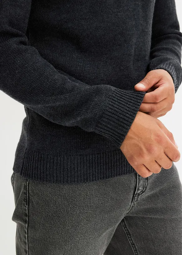 Lättskött tröja med rund halsringning och blockfärger, bonprix