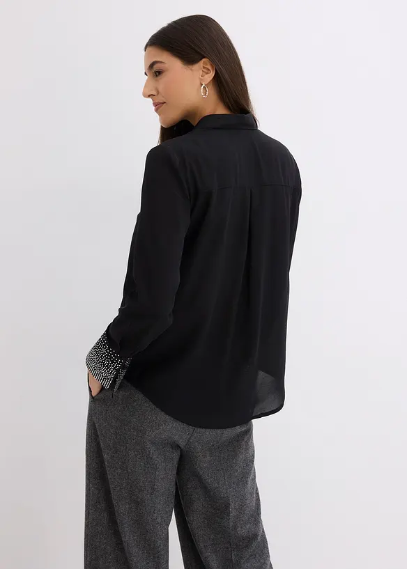 Skjortblus med glitterstenar, bonprix