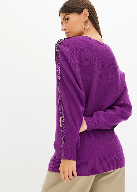 Finstickad tröja med paljetter, bonprix