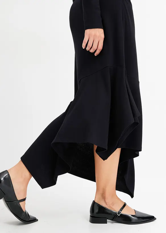 Jerseyklänning med asymmetrisk nederkant, bonprix