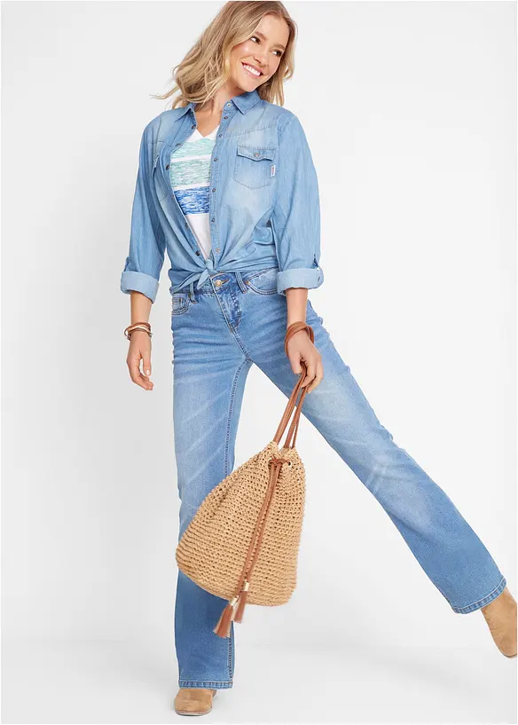 Comfort Stretch Jeans Mid Waist, Bootcut, bonprix