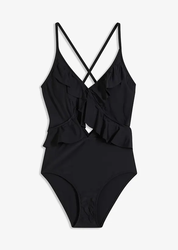 Baddräkt med cut-out och volanger, bonprix