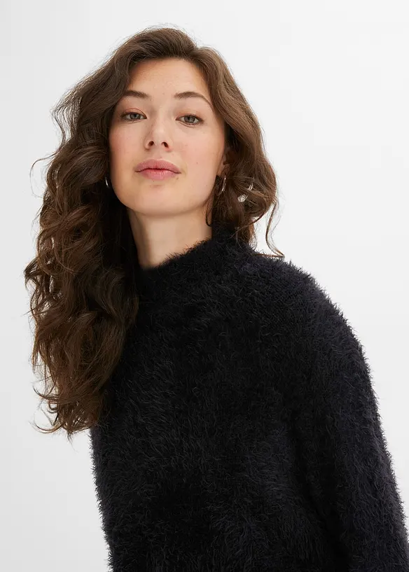 Tröja i fjädergarn med vida ärmar och boxy fit, bonprix