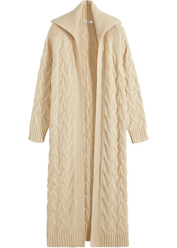 L&aring;ng cardigan med fl&auml;tstickning, bonprix