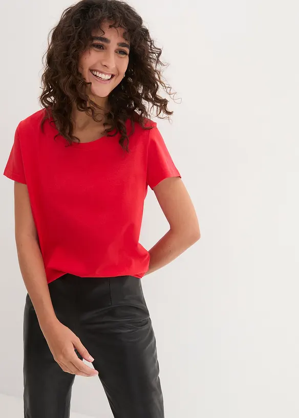 T-shirt med rund halsringning (5-pack), kortärmad, bonprix