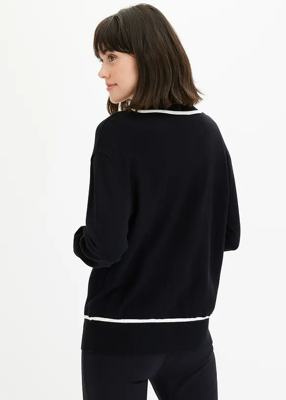 Stickad cardigan med V-ringning, bonprix