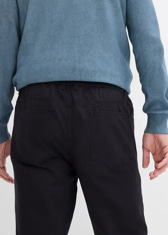 Dra på-byxa av ren bomull, Regular Fit, Straight (2-pack), bonprix