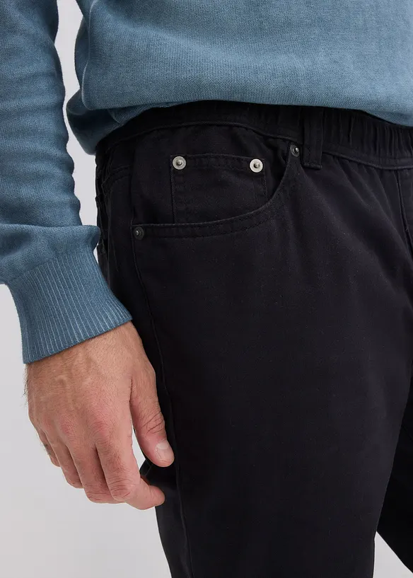Dra på-byxa av ren bomull, Regular Fit, Straight (2-pack), bonprix