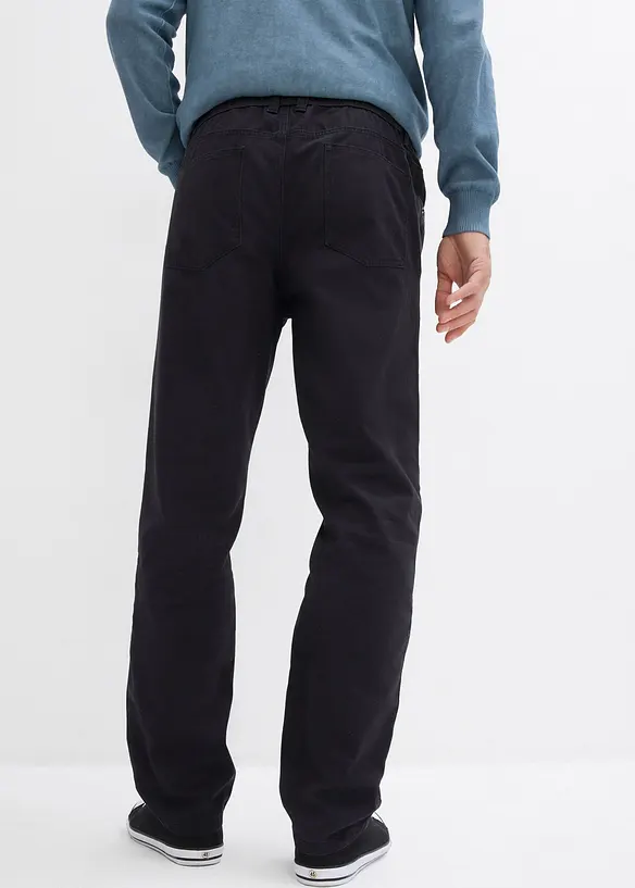 Dra på-byxa av ren bomull, Regular Fit, Straight (2-pack), bonprix