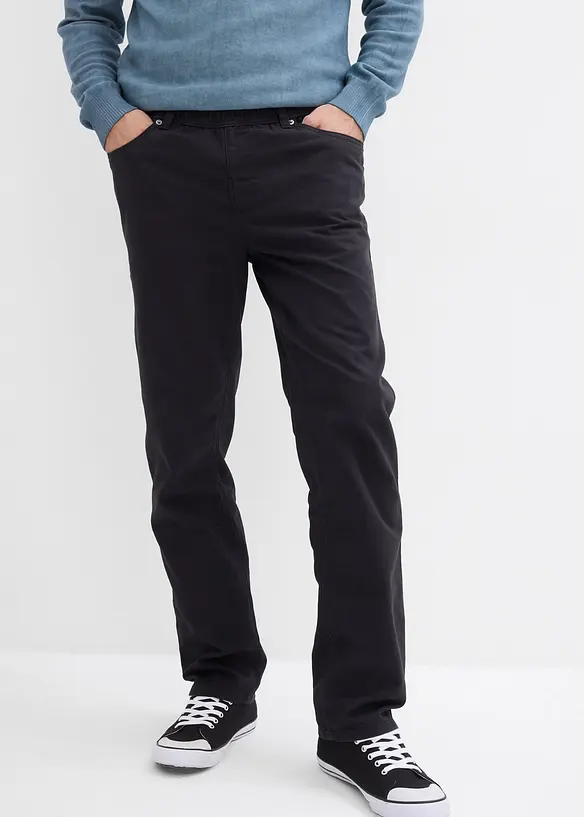 Dra på-byxa av ren bomull, Regular Fit, Straight (2-pack), bonprix