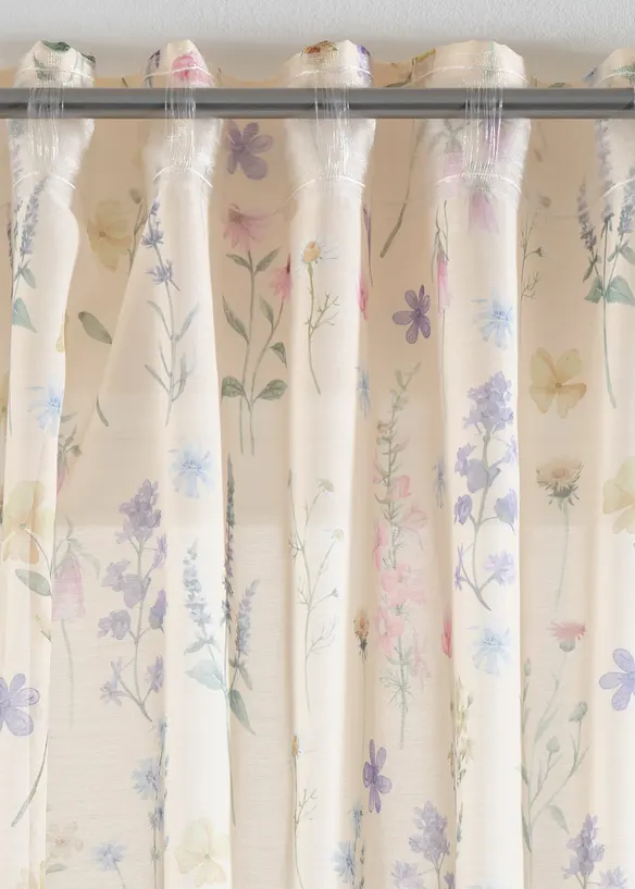 Gardin med tryckt blomm&ouml;nster (2-pack), bonprix