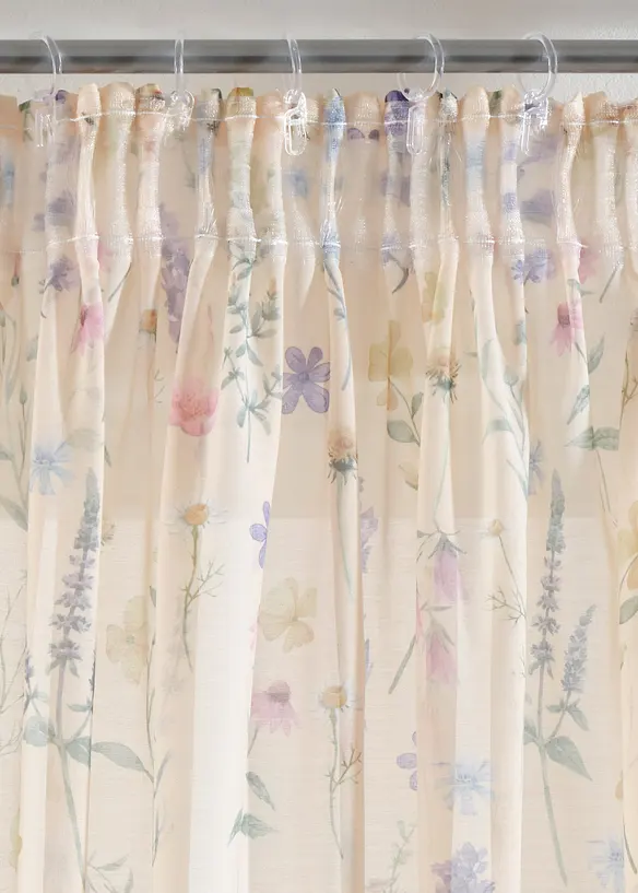 Gardin med tryckt blomm&ouml;nster (2-pack), bonprix