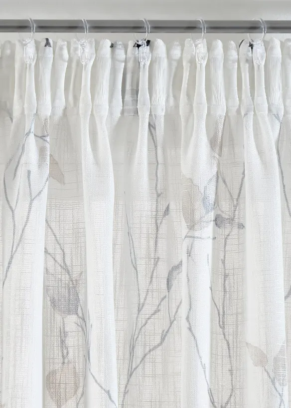 Gardinlängd med grenmönster med återvunnen polyester (1-pack), bonprix
