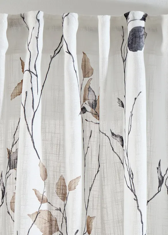 Gardinlängd med grenmönster med återvunnen polyester (1-pack), bonprix