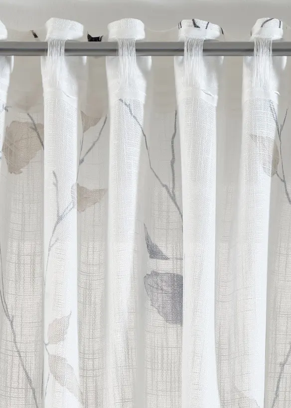 Gardinlängd med grenmönster med återvunnen polyester (1-pack), bonprix