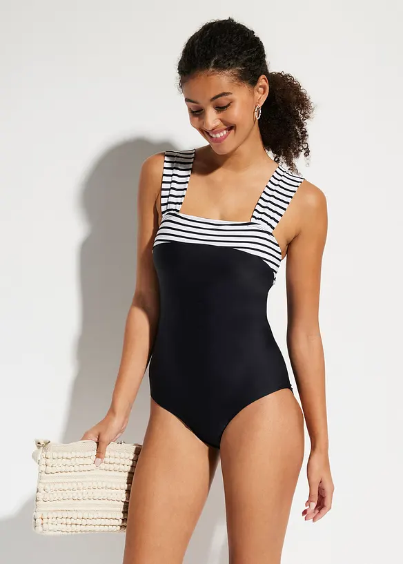 Baddräkt med medelhög formande effekt och breda axelband, bonprix