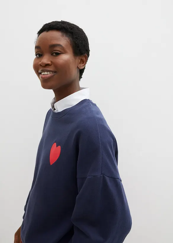 Sweatshirt i oversizemodell av ekologisk bomull, bonprix