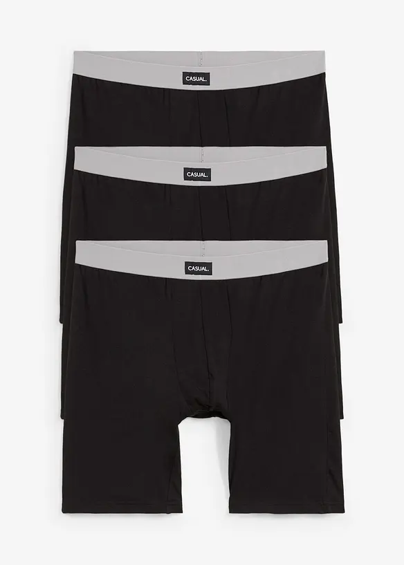 Långa boxershorts med bomull, tajta (3-pack), bonprix
