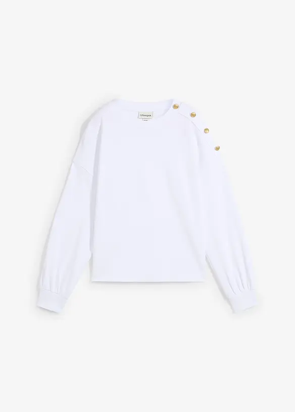 Sweatshirt med knappar, bonprix
