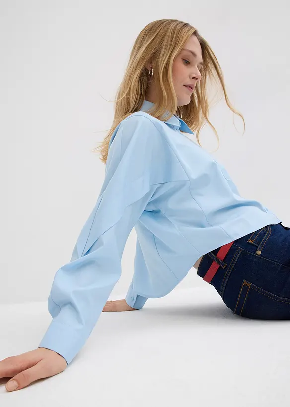 Croppad blus i ren bomull, bonprix