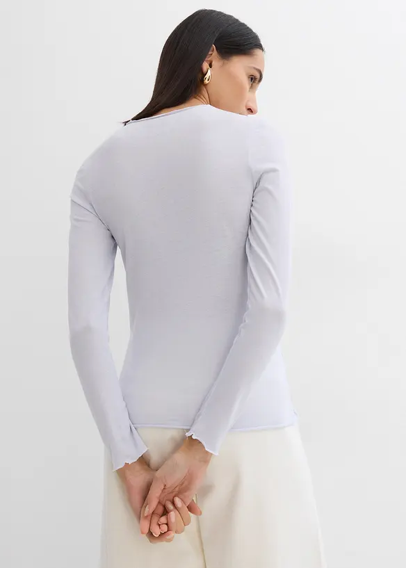 Långärmad topp i halvtransparent material, bonprix