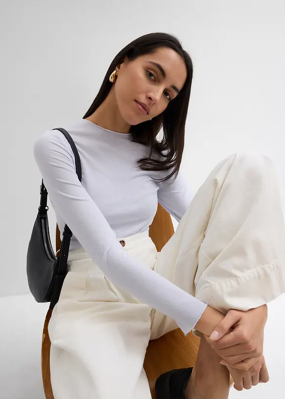 Långärmad topp i halvtransparent material, bonprix
