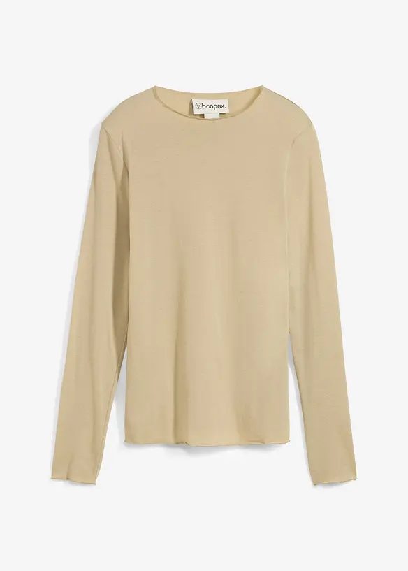 Långärmad topp i halvtransparent material, bonprix