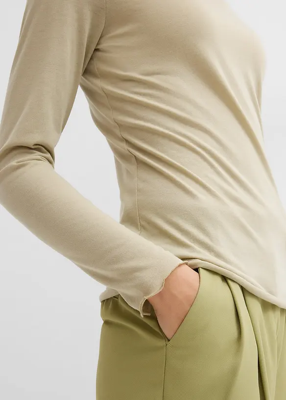 Långärmad topp i halvtransparent material, bonprix