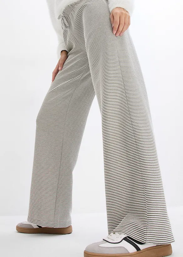 Randig jerseybyxa med dragsko i bomullsmix, bonprix