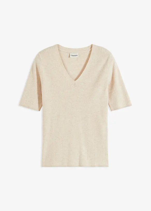 Ribbstickad tröja med viskos, bonprix