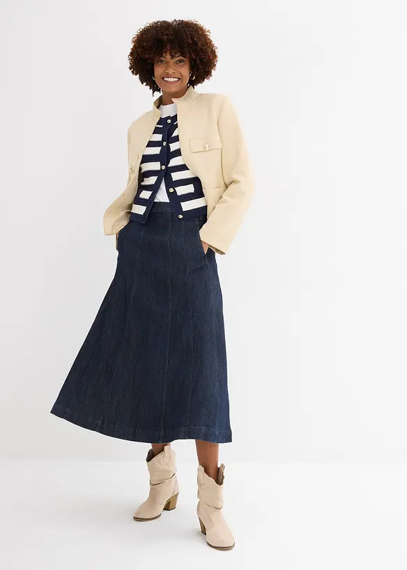 Mellanl&aring;ng jeanskjol, bonprix