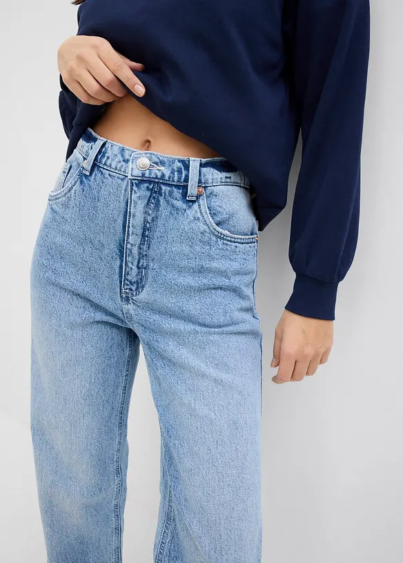 Jeans med vida ben och hög midja, full längd, bonprix