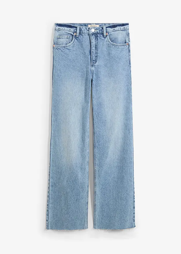Jeans med vida ben och hög midja, full längd, bonprix