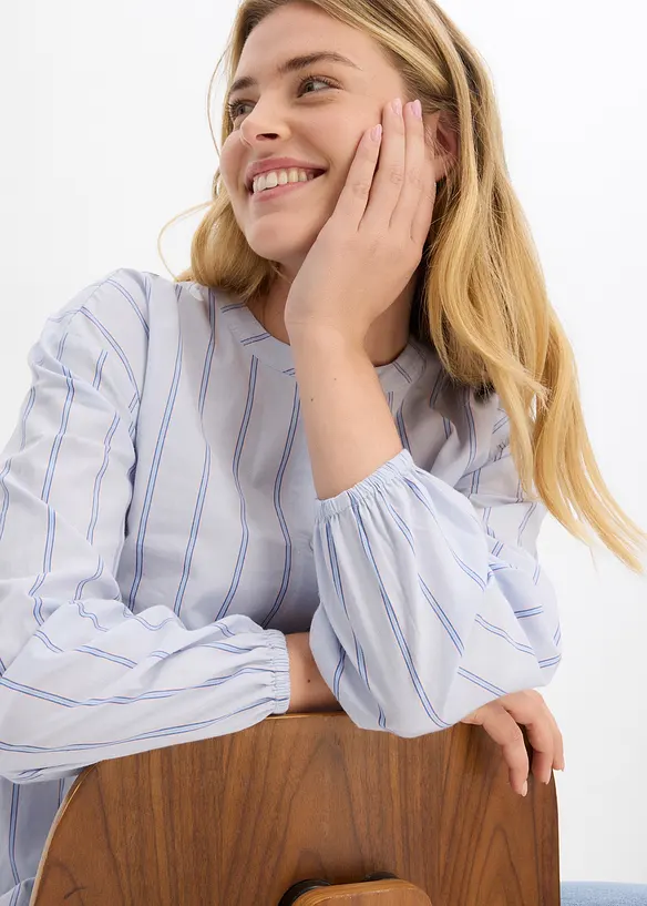 Lång blus i bomullspoplin, bonprix