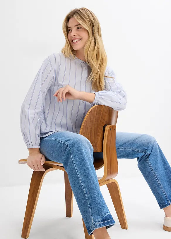 Lång blus i bomullspoplin, bonprix