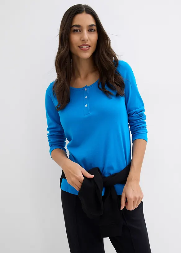 Topp med rund halsringning av ren bomull, bonprix