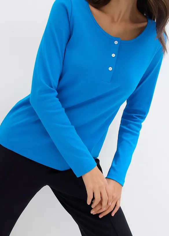 Topp med rund halsringning av ren bomull, bonprix