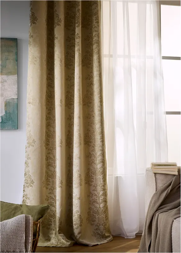 Mörkläggande gardinlängd i jacquard med termofunktion (1-pack), bonprix