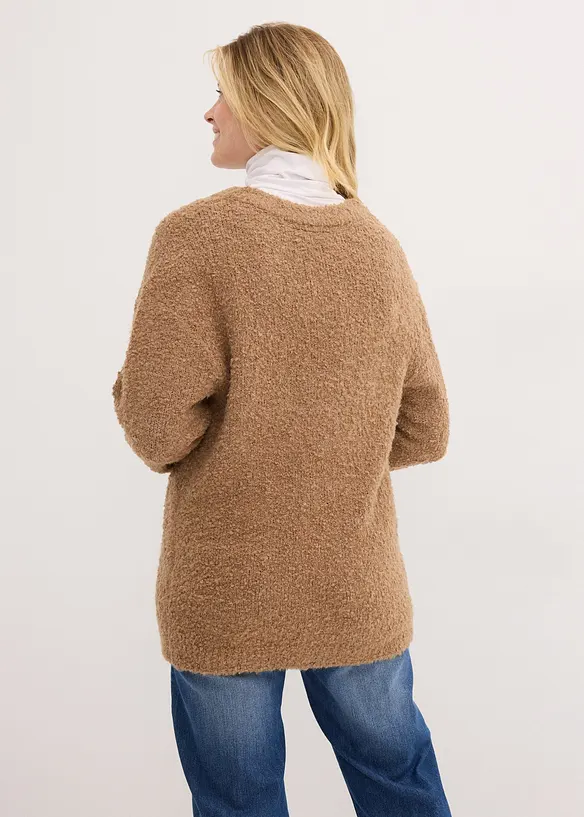 Bouclétröja med V-ringning, bonprix