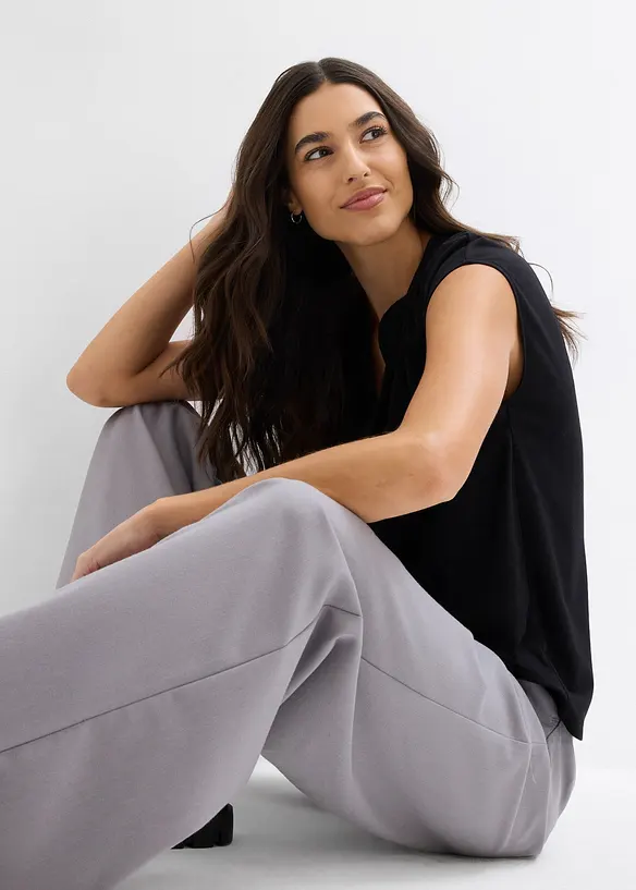 Kortärmad topp i viskosmix, bonprix