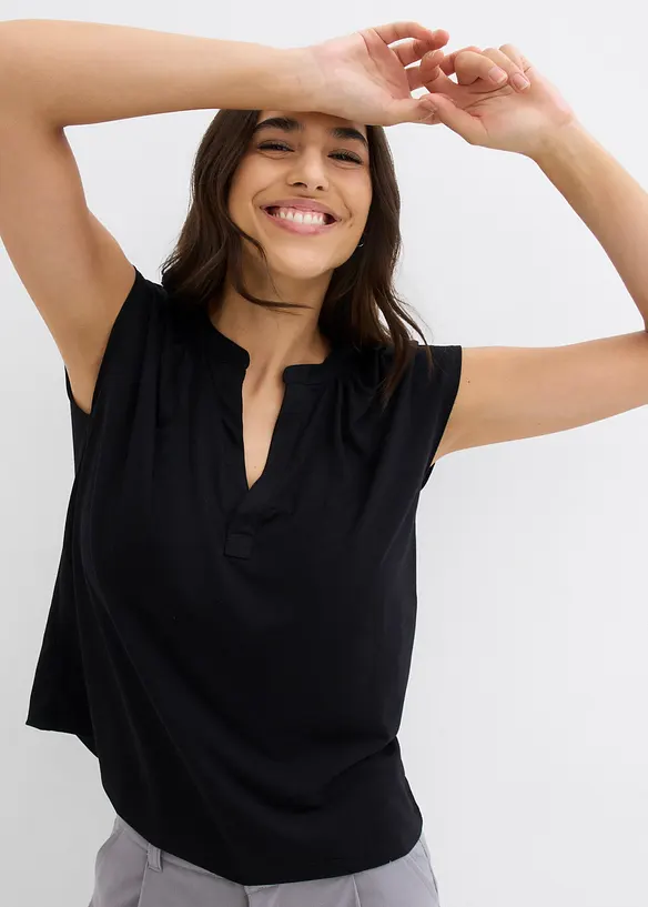 Kortärmad topp i viskosmix, bonprix