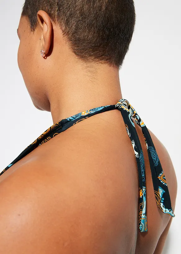 Halterneckbikiniöverdel med djup ringning, bonprix