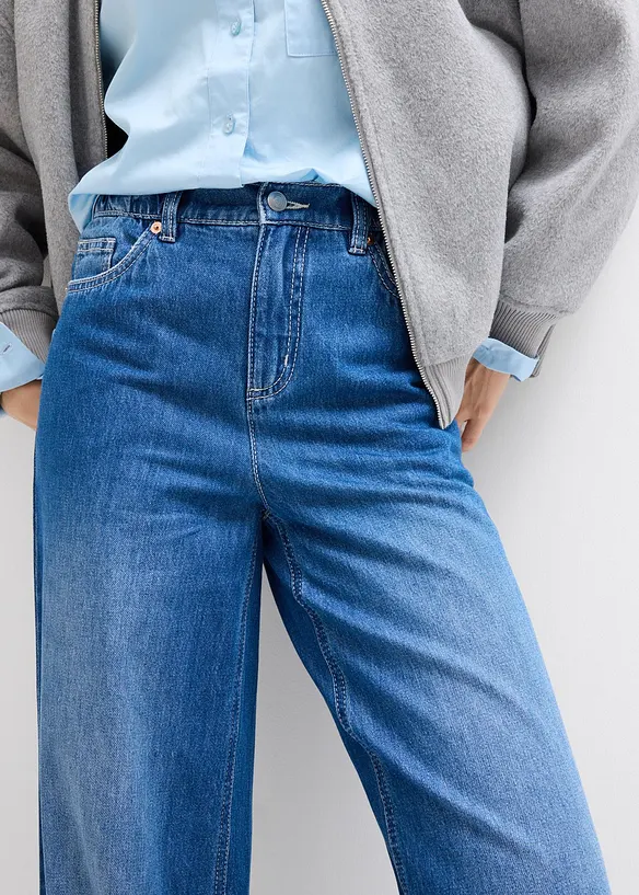 Wide Leg Jeans High Waist, med bekväm midja, bonprix
