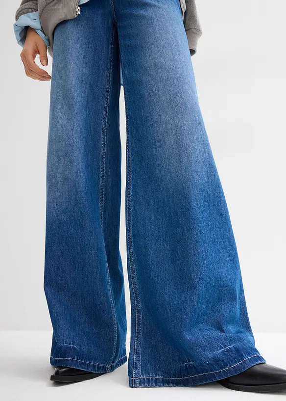 Wide Leg Jeans High Waist, med bekväm midja, bonprix