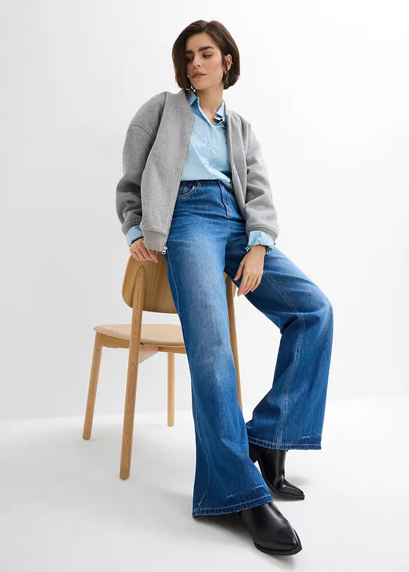 Wide Leg Jeans High Waist, med bekväm midja, bonprix