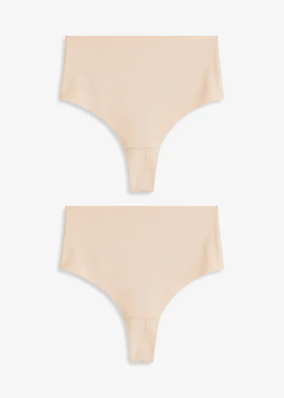 Sömlös stringtrosa med lätt formande effekt (2-pack), bonprix