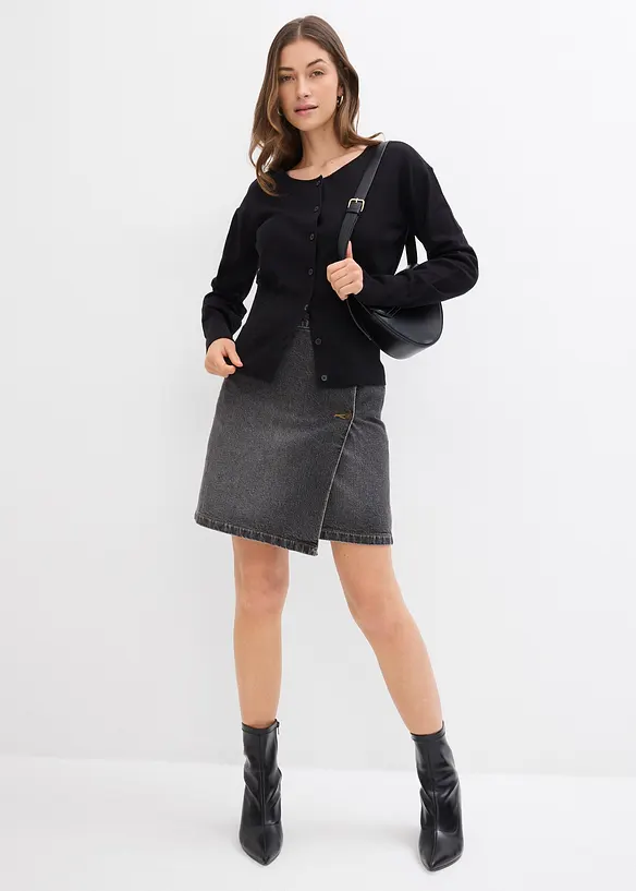 Finstickad cardigan i bomullsmix, bonprix
