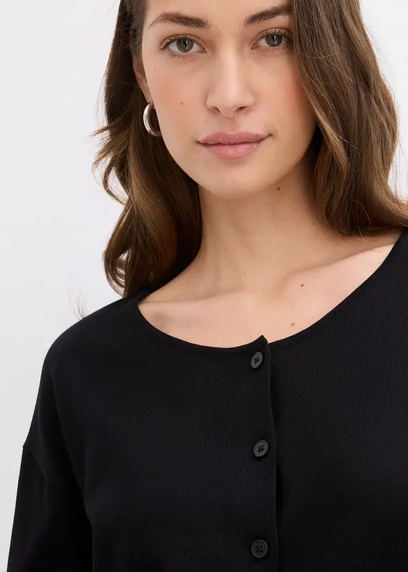 Finstickad cardigan i bomullsmix, bonprix